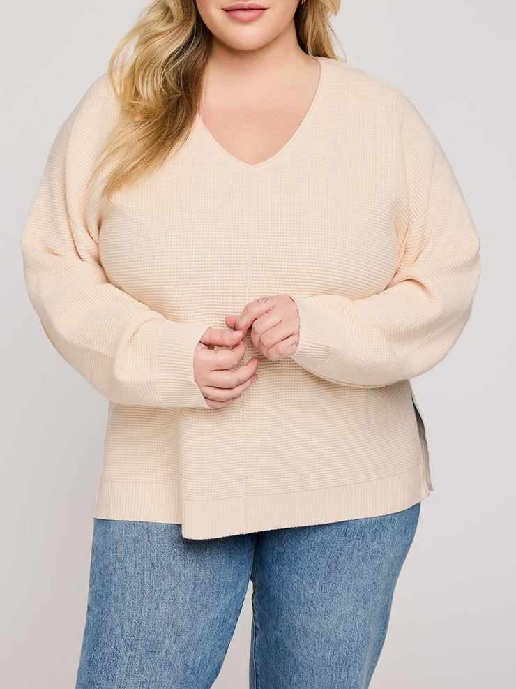 GENTLE FAWN Lisbon V-Neck Waffle Knit Sweater