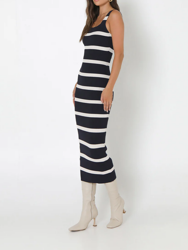 MADISON THE LABEL Kara Striped Knit Midi Dress