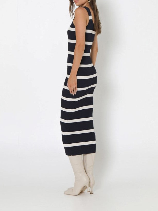 MADISON THE LABEL Kara Striped Knit Midi Dress