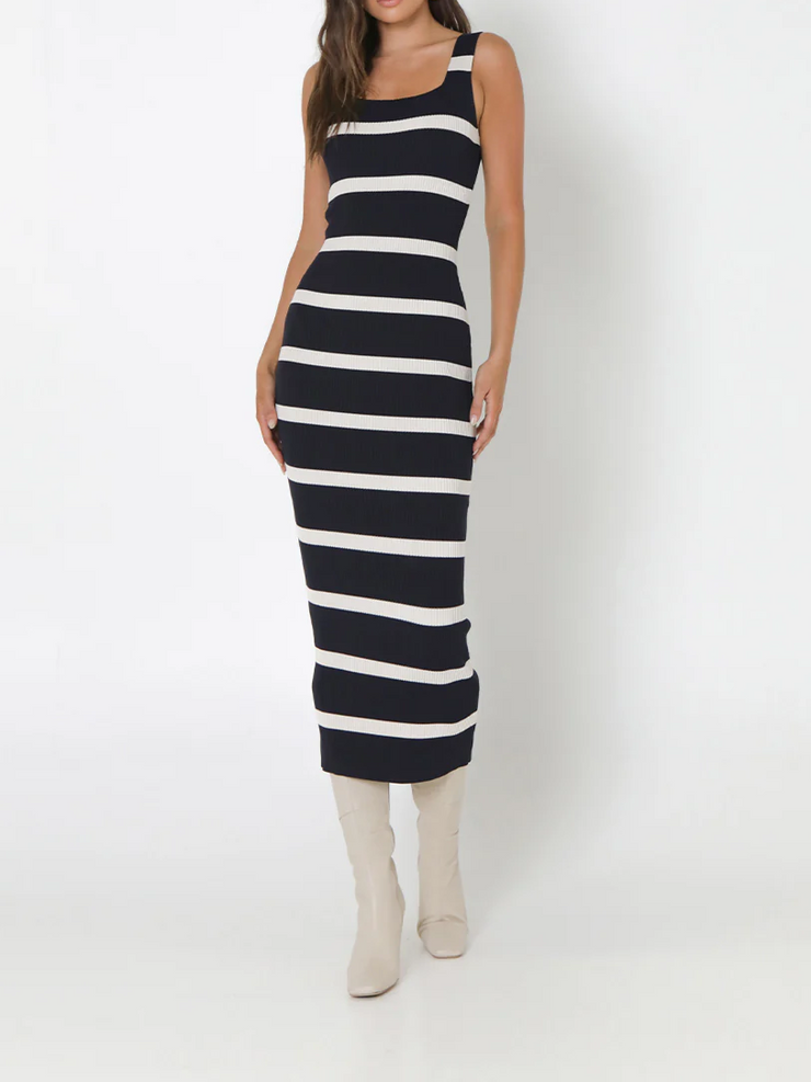 MADISON THE LABEL Kara Striped Knit Midi Dress