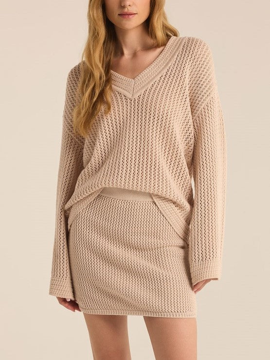 Z SUPPLY Kiami V-Neck Crochet Sweater