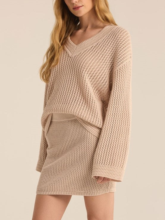 Z SUPPLY Kiami V-Neck Crochet Sweater