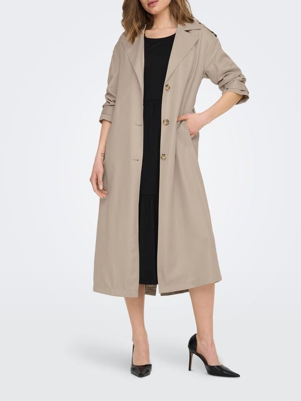 ONLY Long Line Belted Trench Coat