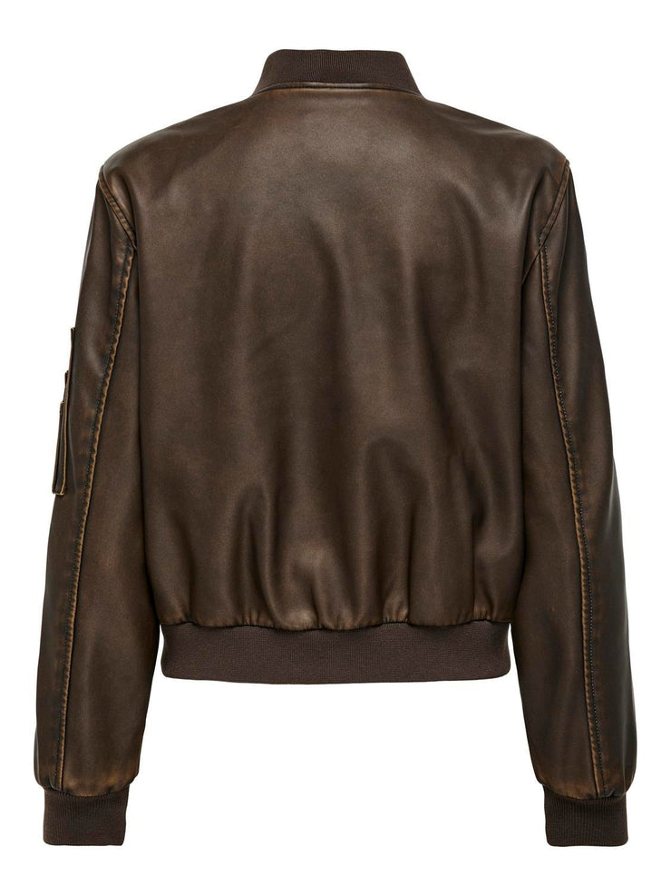 ONLY Halli Faux Leather Bomber Jacket