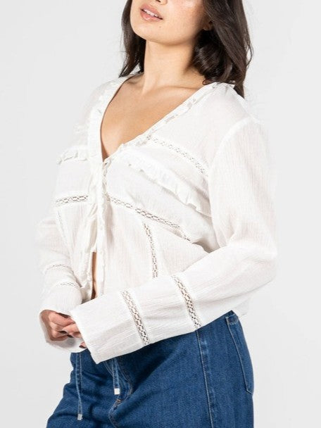 C'EST MOI Tie Front Boho Blouse