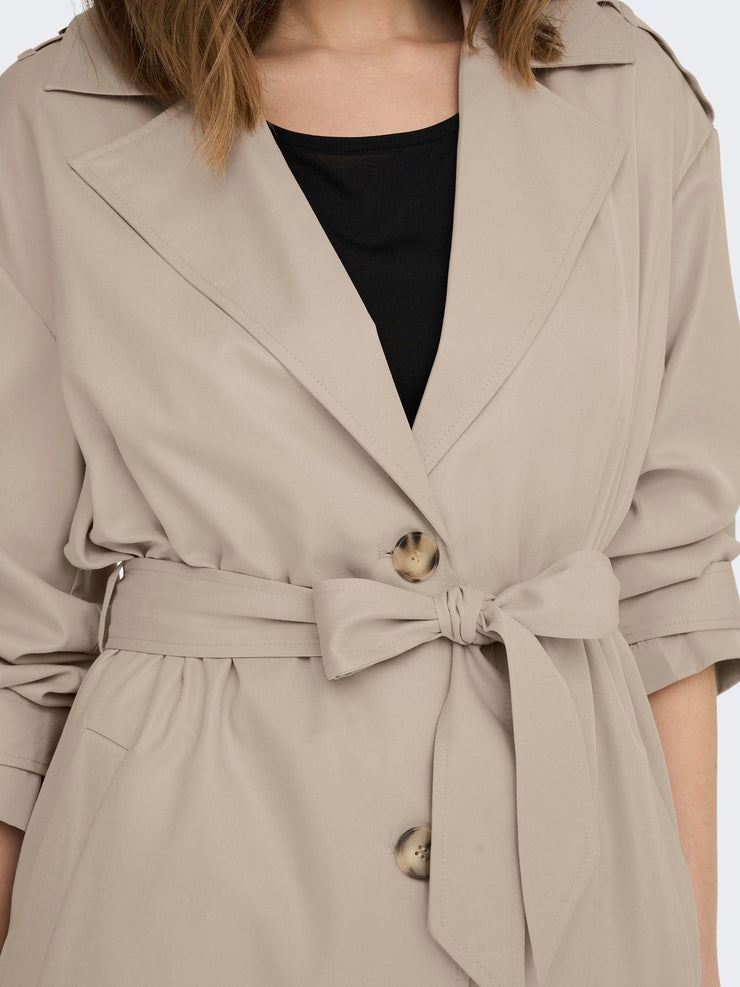 ONLY Long Line Belted Trench Coat