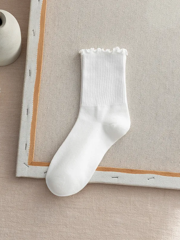 27 Ruffle Trim Crew Socks