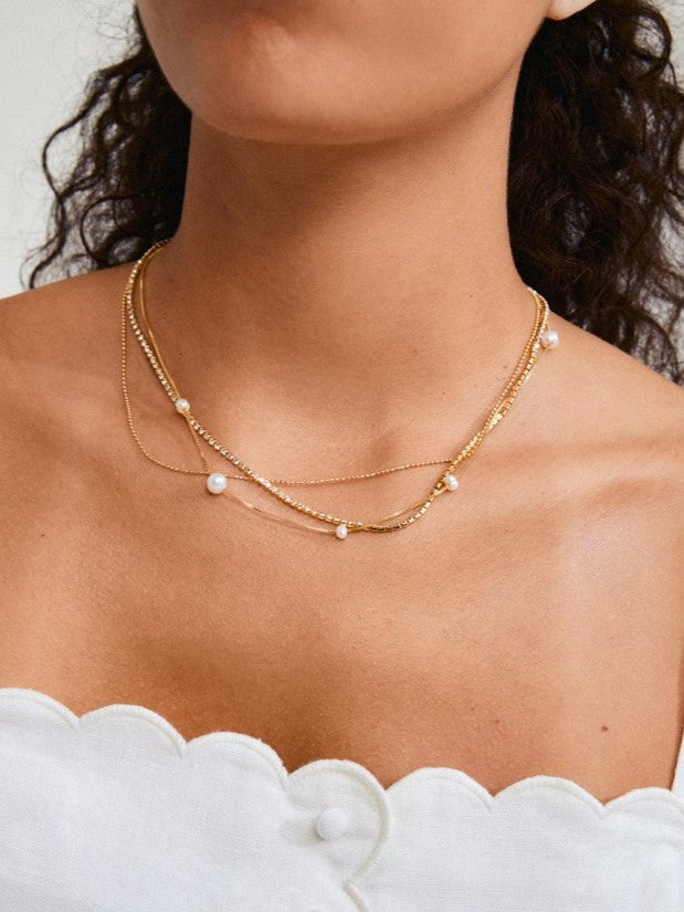 PILGRIM Starlight Crystal + Pearl 3-in-1 Necklace