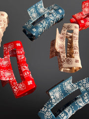 27 Western Paisley Bandana Print Claw Clip