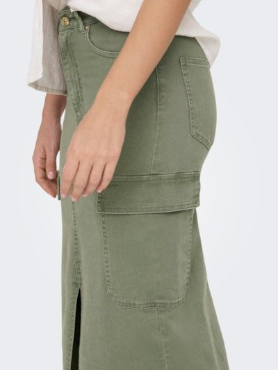 ONLY Lola Cargo Front Slit Midi Skirt