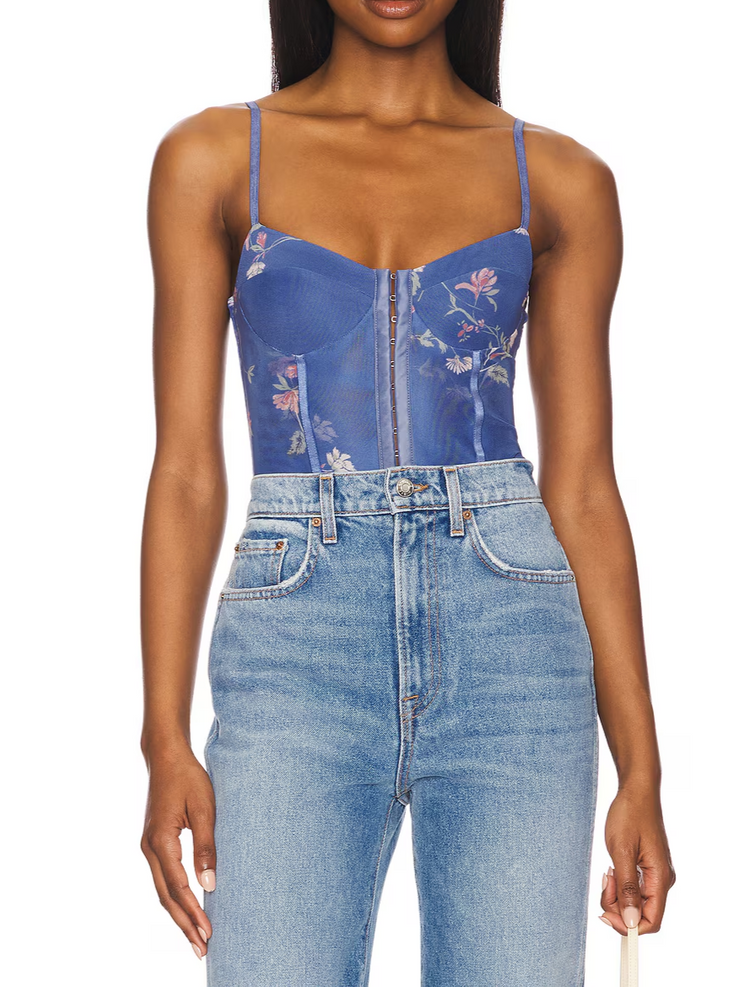 FREE PEOPLE Night Rhythm Printed Bodysuit