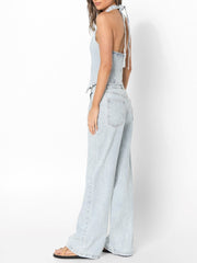 LOST IN LUNAR Valentina Denim Halter Vest Top