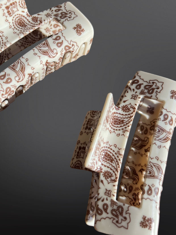 27 Western Paisley Bandana Print Claw Clip