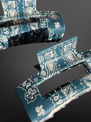27 Western Paisley Bandana Print Claw Clip