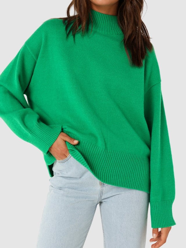 MADISON THE LABEL Sabrina Knit Mock-Neck Sweater