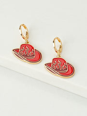 27 Fire Cowboy Hat Drop Earrings