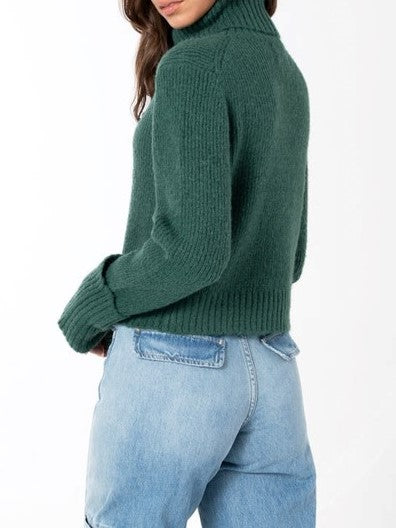 C'EST MOI Knit Crop Cuff Sleeve Turtleneck Sweater