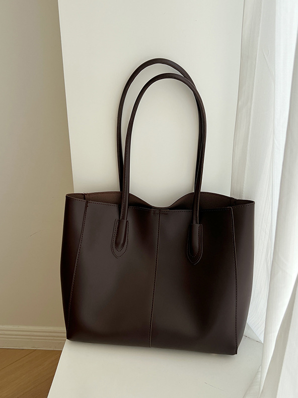 27 Faux Leather Tote Bag MOCHA BROWN