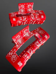 27 Western Paisley Bandana Print Claw Clip