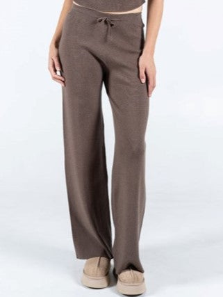 C'EST MOI Knit Tie Front Wide Leg Pant