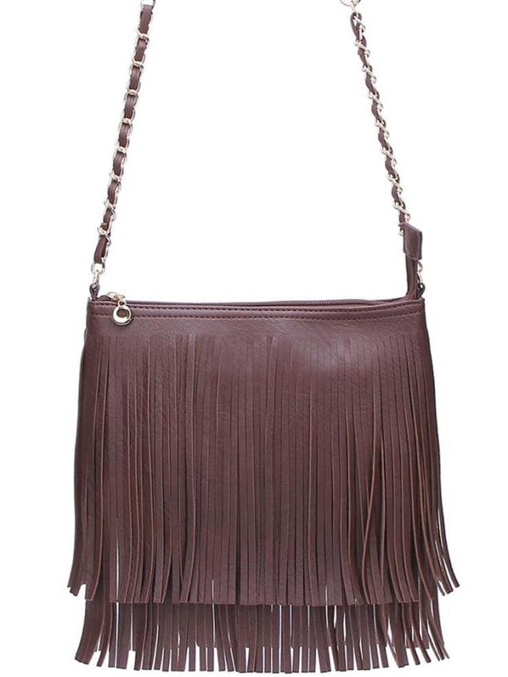 27 Double Layered Fringe Crossbody Bag