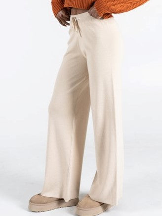 C'EST MOI Knit Tie Front Wide Leg Pant