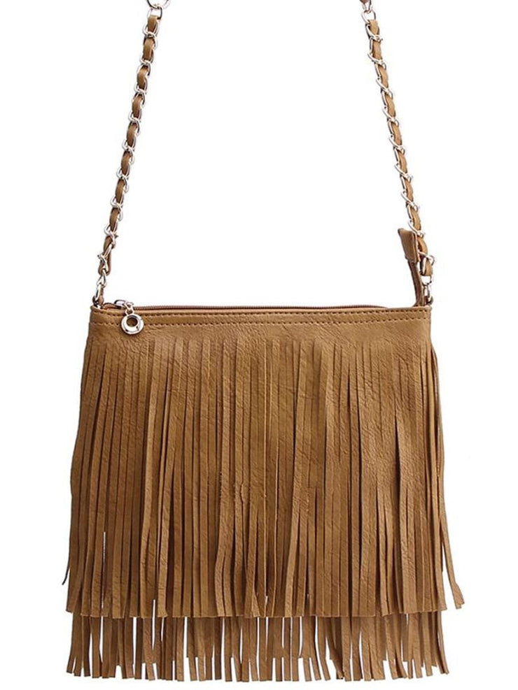 27 Double Layered Fringe Crossbody Bag