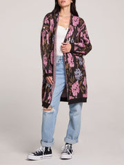 SALTWATER LUXE Emer Long Open Floral Cardigan