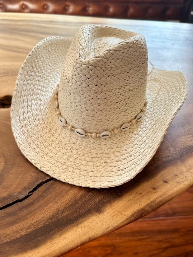 27 Seashell Banded Straw Hat