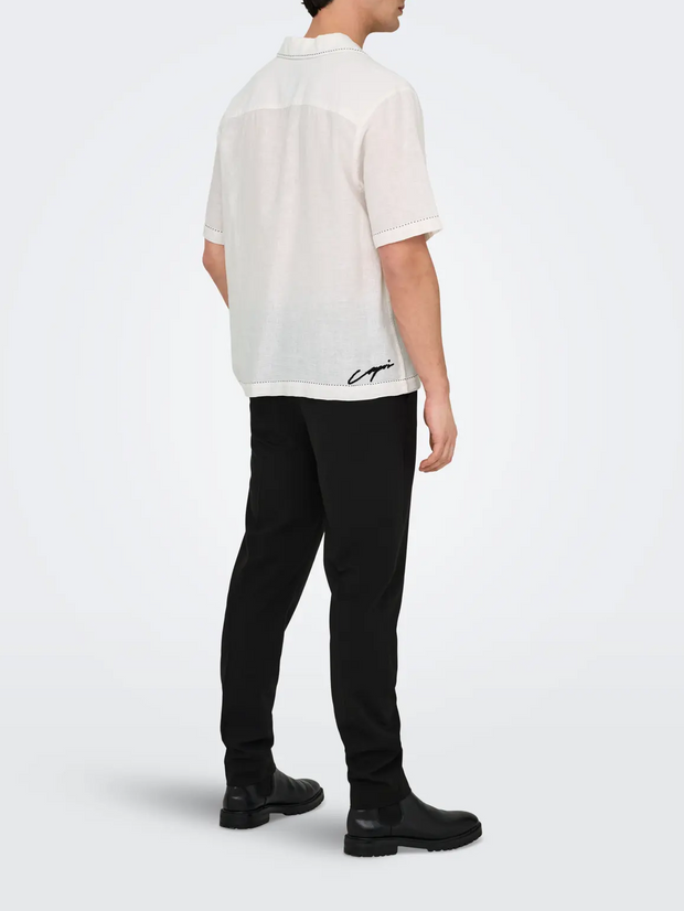 ONLY Aiden Unisex Embroidered Linen Shirt