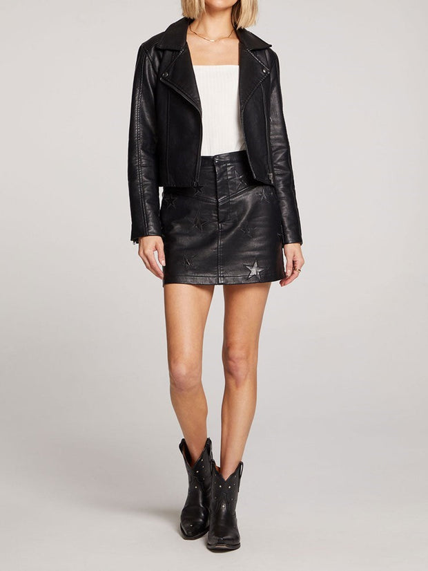 SALTWATER LUXE Asteria Blackstar Faux Leather Mini Skirt