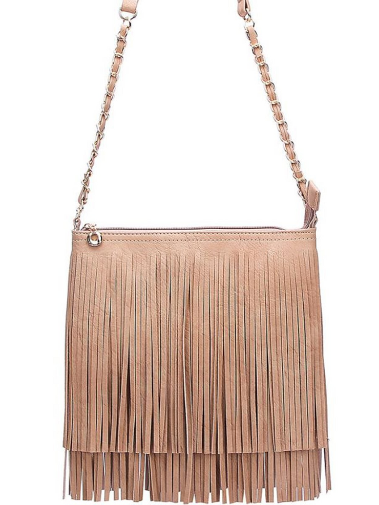 27 Double Layered Fringe Crossbody Bag