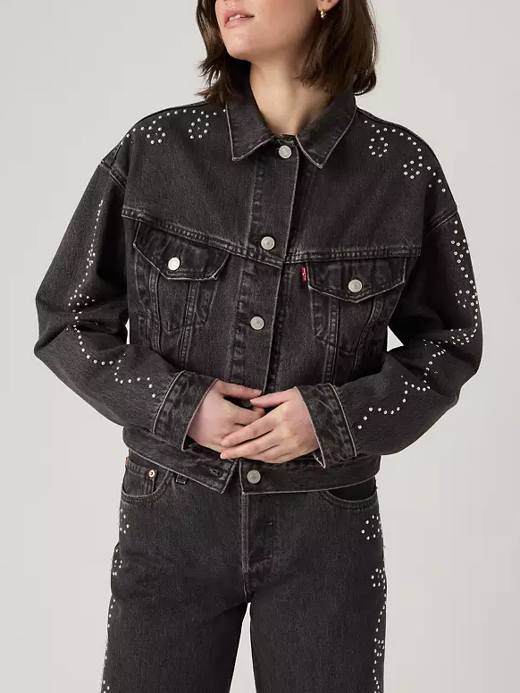 LEVI'S Shrunken 90's No Pleat Bejeweled Trucker Jacket