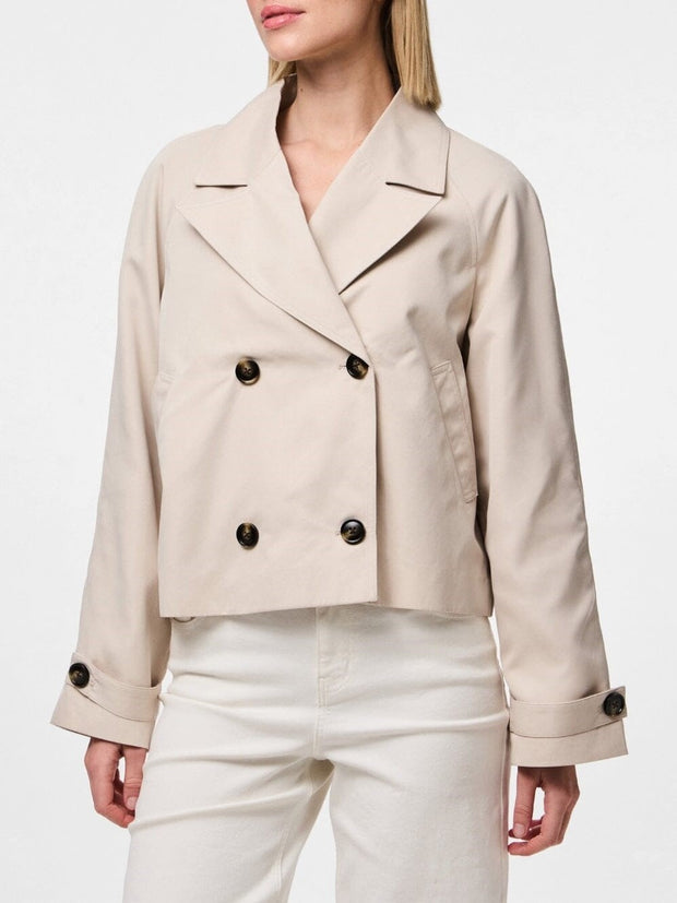 PIECES Scarlett Cropped Trench Coat