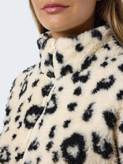 NOISY MAY Leopard Fleece Zip-Up Jacket