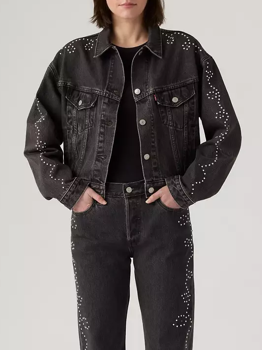 LEVI'S Shrunken 90's No Pleat Bejeweled Trucker Jacket
