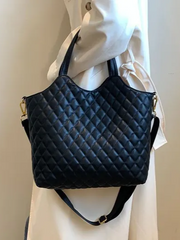 27 Faux Leather Quilted Tote Bag
