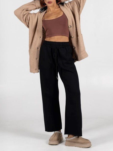 C'EST MOI Fleece Crop Crewneck Sweater and Wide Leg Pant Set