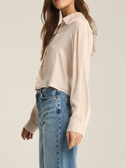 Z SUPPLY Sante Luxe Satin Cropped Button Up Top