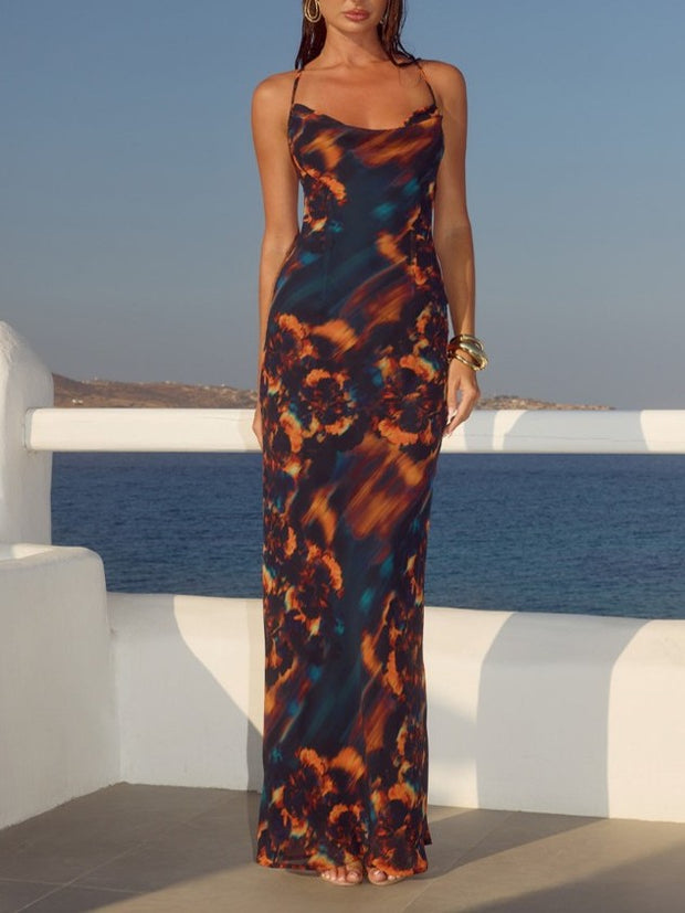 RUNAWAY THE LABEL Brigette Cowl Cross Back Maxi Dress