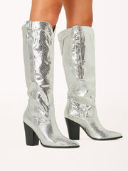 Alyssa Cowboy Boots (Silver) - Laura's Boutique, Inc