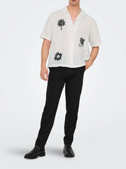 ONLY Aiden Unisex Embroidered Linen Shirt
