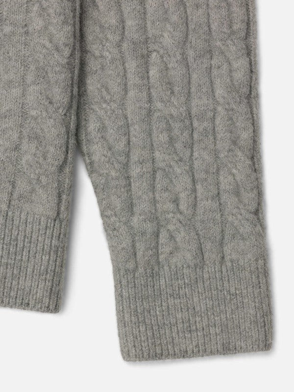 KUWALLA Braided Cable Knit Crewneck Sweater (Unisex)