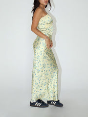 27 Morning Glory Floral Satin Maxi Skirt