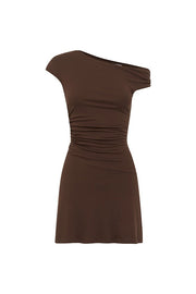 RUNAWAY THE LABEL Talli Asymmetrical Neck Mini Dress