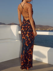 RUNAWAY THE LABEL Brigette Cowl Cross Back Maxi Dress