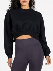 C'EST MOI Fleece Crop Crewneck Sweater and Wide Leg Pant Set