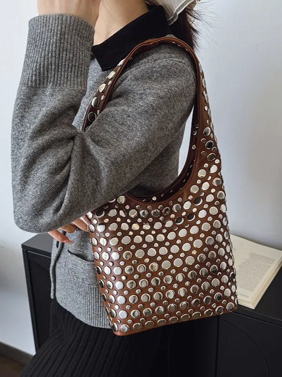 27 Faux Leather Studded Tote Bag