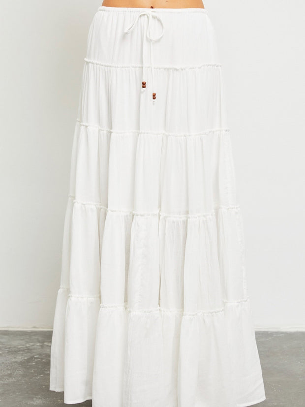 27 Drawstring Tiered Maxi Skirt