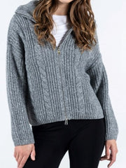 C'EST MOI Melange Zip Front Cardigan